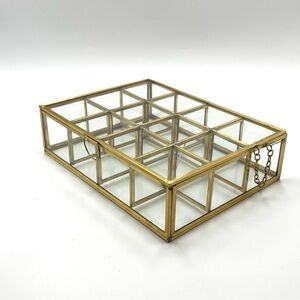 Hearth & Hand Magnolia Brass & Glass Display Box with 12 Compartments